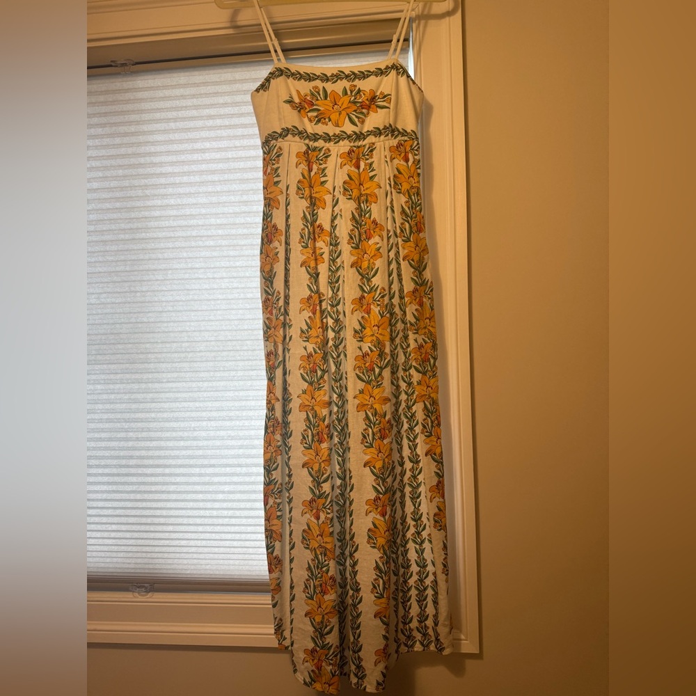 Rachel Zoe White Maxi Dress with Yellow Floral Print
